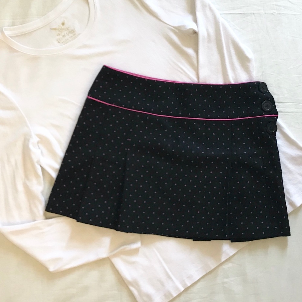 Sisley Black Wool Blend Skirt Pink Polka Dots